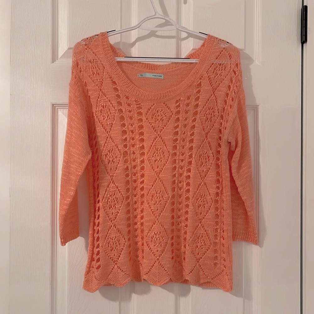 Coral pink crochet size L Maurices sweater